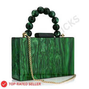 Acrylic Clutch Purse Elegant Evening Bag Chain Formal Handbag Party Bridal